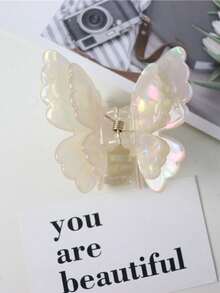 1个可爱蝴蝶亚克力发爪，复古宫廷风派对优雅双层翅膀精致优雅发饰，时尚发夹，优雅发卡，女士发卡 - 彩色 - 查看 2