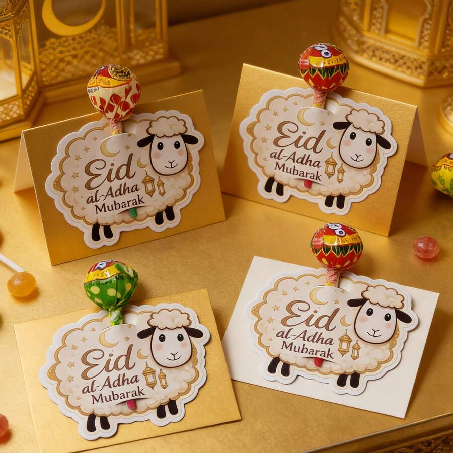 20pcs/10pcs Eid Al-Adha Greeting Candy Box Card, Eid Al-Adha Greeting Card, Eid Al-Adha Envelope, Eid Greeting Card, Eid Al-Adha Gift