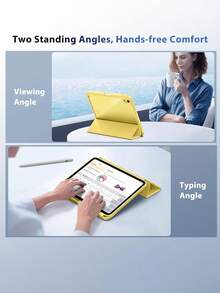 Hybrid Slim Case For Air 11-Inch M3 (2025) / M2 (2024), Air 5th (2022) / 4th Generation (2020) 10.9 Inch - Shockproof Cover With Clear Back Shell & Pencil Holder,Yellow - Gold - View 6