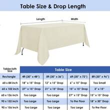 10 Pack Premium Tablecloth, Polyester Reusable And Washable Table Clothes, Polyester Fabric Table Covers For Wedding, Party, Banquet - Ngà voi - Xem 4