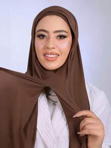 1pc Instant Jersey Hijab With Undercap, Silky Soft Breathable Fabric, Matching Jersey Hijab Scarf, Suitable For Daily Wear, Festivals, Prayers, Pilgrimage - Multicolor - View 4