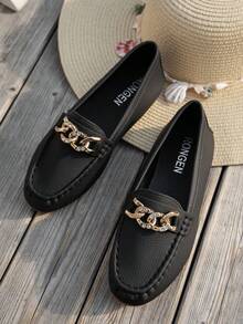 2026 New Rhinestone Decor Loafers, Black Soft Bottom Slip-On Casual Shoes For Women, Versatile Flat Shoes For Commuting In Spring/Autumn - Black - View 5