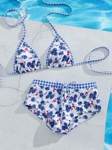 Women's Retro Yellow Polka Dot Print Bikini Set, Suitable For Outings, Y2K Style, Street, Vacation, Summer Beach - Multicolor 3 - View 9