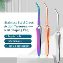 Stainless Steel Manicure Shaping Tweezers, Nail Art Tools X-Type UV Gel Nail Extension Crystal Nail Shaping Clamp, Nail Extension Tools - Multicolor - View 11