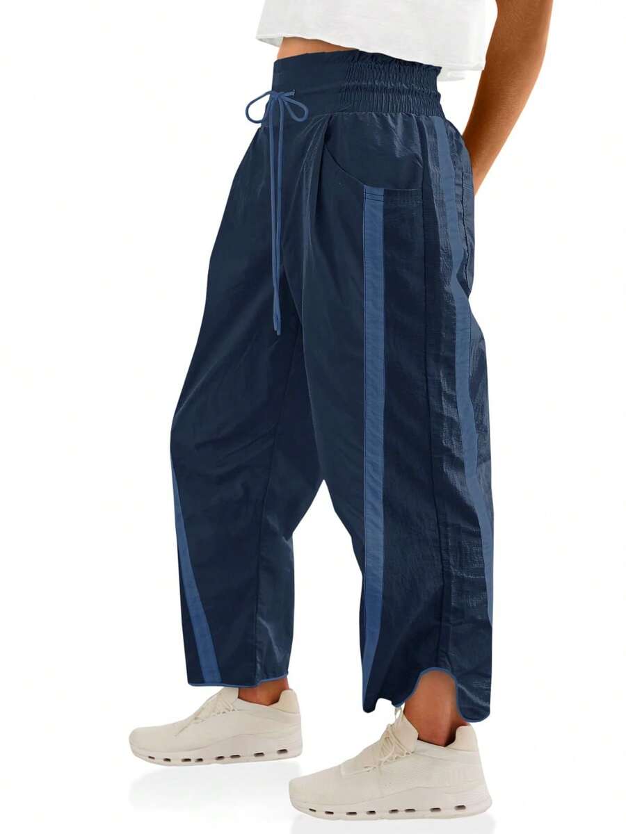 Women's Camping Sweatpants - Wide Leg Baggy Fit With Drawstring Waist & Quick-Dry Fabric For Hiking & Y2K Athletics - 深藍色 - 查看 1