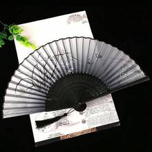1 pieza Abanico plegable estilo chino, portátil, accesorio para ropa Hanfu y falda, utilería de danza de vestuario antiguo, abanico plegable negro, adecuado para atuendos diarios, fiestas, danza, gran regalo (la posición del diseño en el abanico no es fija) - Multicolor - Ver 10
