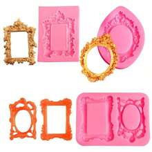 1pc Vintage Photo Frame Mold, Hollow Embossed Frame Mold, Epoxy Resin DIY Mold - Pink - View 6