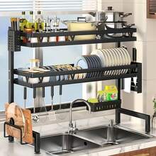 Multi-Tier Heavy Duty Kitchen Organizer Rack With Drip Tray, Spice Rack, Towel Bar, Utensil/Basket/Knife/Cutting Board Holder - Space Saving Sink Over The Counter Storage Rack, Easy Assembly - Suitable For Small Kitchens, Dish Drying Rack, Countertop Organizer - View 13