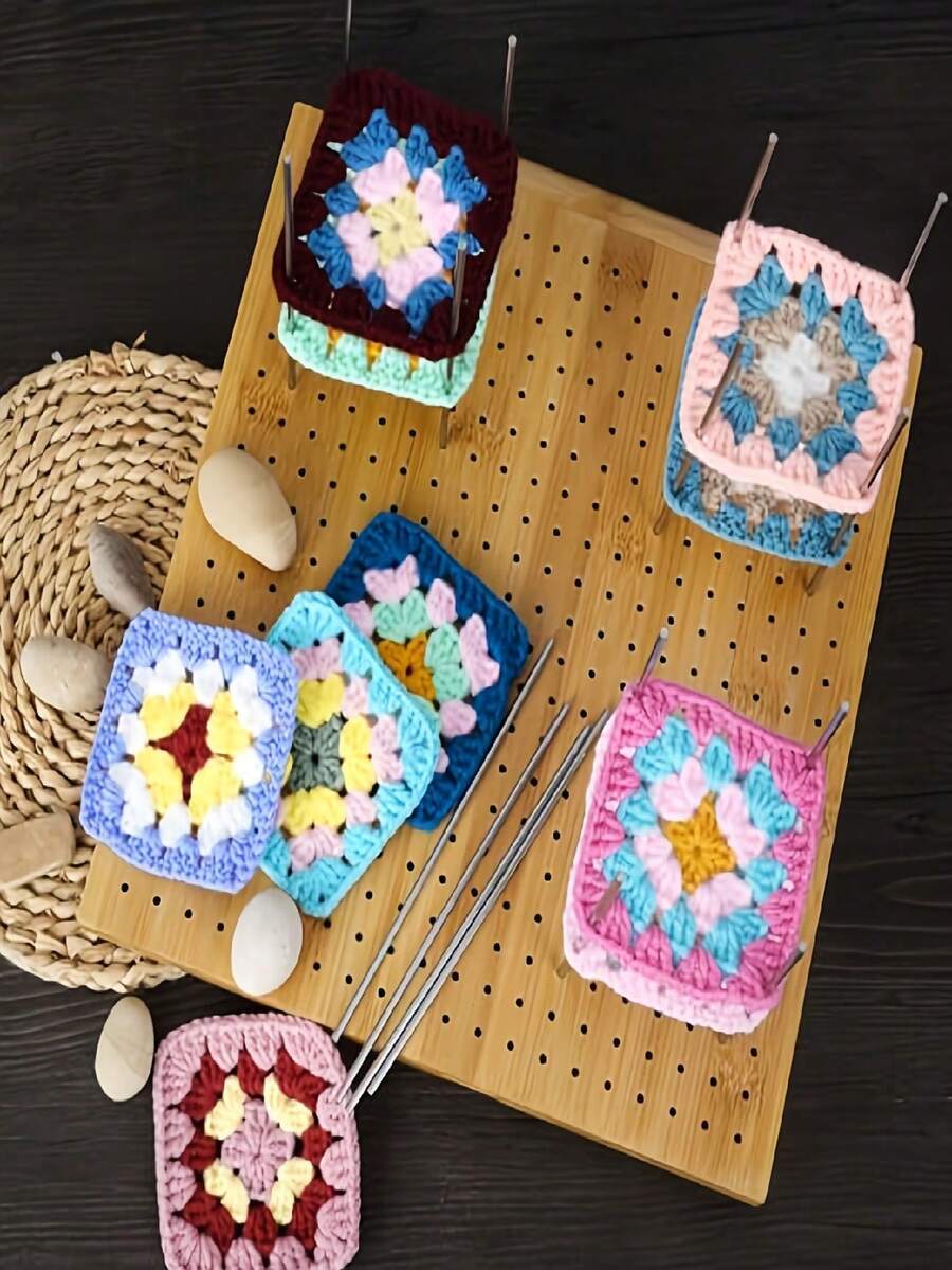 1 Set Bamboo Crochet Hook Board With 8 Metal Rods - Smooth Surface, No Installation Required, Suitable For Beginners And Professionals, Great For Handicraft Enthusiasts, Handmade Station Decor Smooth Surface Board, Crochet Supplies - Multicolor - View 1