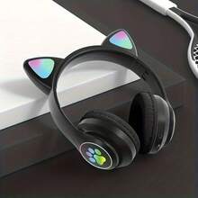 350mAh渐变灯光猫耳耳机，头戴式耳机，猫耳造型，电脑游戏通用，游戏配件，可爱礼物 - 查看 10