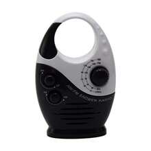 EKDJKK Radio de ducha 3 V 0.5 W de volumen ajustable de la ducha del botón AM FM altavoz portátil impermeable altavoz baño ducha altavoces radio inalámbrico con mango superior - Blanco y Negro - Ver 9