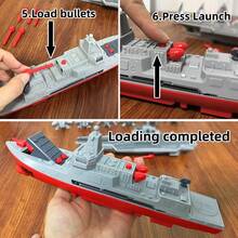 Submarine + Destroyer Launcher Model, Desktop Collection, Manual Launcher, Toy For Boys, Halloween & Christmas Gift - Black - View 12