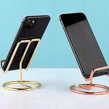 2-In-1 Metal Desktop Phone Holder & Card Clip, Single-Piece Minimalist Slouchy Phone Stand, Iron Alloy Phone Holder Suitable For Living Room, Bedroom, Desk, Study - Multicolor - View 4