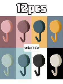 6 piezas Ganchos de pared autoadhesivos, ganchos adhesivos resistentes sin necesidad de perforar para cocina, baño, armario, ganchos de pared impermeables para ropa, toallas, bolsas - Negro - Ver 11