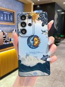 1pc Ocean Element Sun & Moon Pattern, Black Pupil Shockproof TPU Material Phone Case, Suitable As Holiday Gift, Compatible With Samsung S25/S25 Plus/S25 Ultra/S24 Ultra/S24/S23 Ultra/S23 FE/S23/S22 Ultra, Xiaomi Redmi, OPPO, VIVO Protective Cover, Unisex - Multicolor - View 4