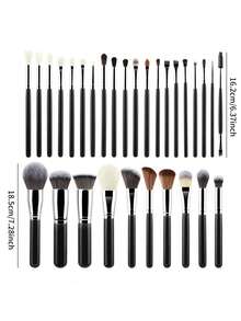30pcs Professional Makeup Brush Set, Eye Shadow & Nose Contour Brushes, High-End Makeup Artist Portable Brush Kit - Multicolor - View 2