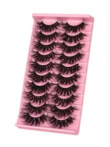 10 Pairs Thick Dramatic False Eyelashes, Soft & Lightweight, Suitable For Beginners And Daily/Party Makeup - Black - View 4