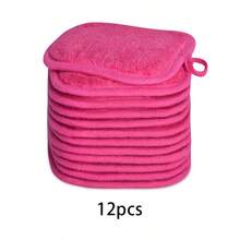 12/6/3/1pc Soft Microfiber Cleansing Leopard Print Towel, Makeup Remover Towel With Hanging Ring, Gentle And Skin-Friendly, Washable And Reusable Soft Skin-Friendly Towel, Flannel Reusable Makeup Remover Towel, Absorbent Small Square Towel Cleaning Tool - Multicolor - View 7