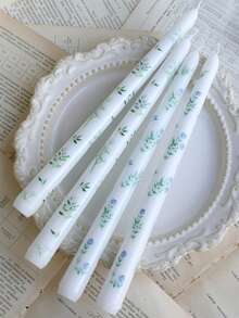 2 piezas/Set, Dos velas con patrón floral, Velas de escritorio de 25 cm con patrón vintage, Velas de pilar con flores chinas, Regalo para el Día de la Madre, Decoración para fiesta de boda, Velas para ambiente festivo, Adecuadas para boda, cena, decoración del hogar, fiesta, decoración de mesa de comedor - Multicolor - Ver 2