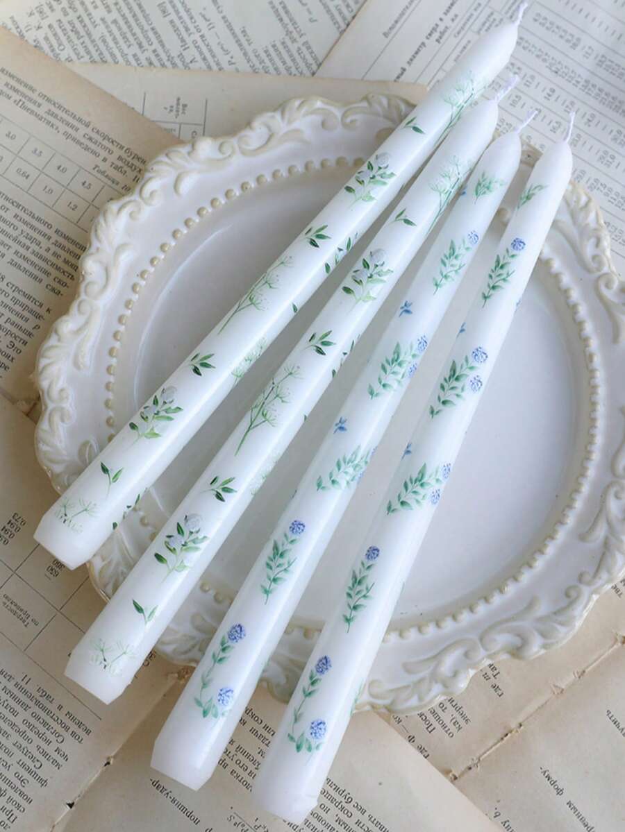 2 piezas/Set, Dos velas con patrón floral, Velas de escritorio de 25 cm con patrón vintage, Velas de pilar con flores chinas, Regalo para el Día de la Madre, Decoración para fiesta de boda, Velas para ambiente festivo, Adecuadas para boda, cena, decoración del hogar, fiesta, decoración de mesa de comedor