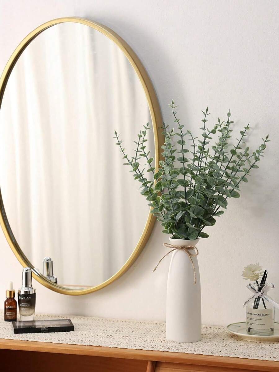 21pcs 18.9in Artificial Eucalyptus Stems With White Vase, Eucalyptus Branches Fake Plants, Fake Plants With Pot, Artificial Greenery, Suitable For Mothers Day Gift, Birthday Gifts, Mother's Day, Valentine's Day Gif, Gifts For Women, Teacher Appreciation Gifts, Bachelorette Party, Room Decor, Home Decor, Bathroom Decor - Multicolor - View 1