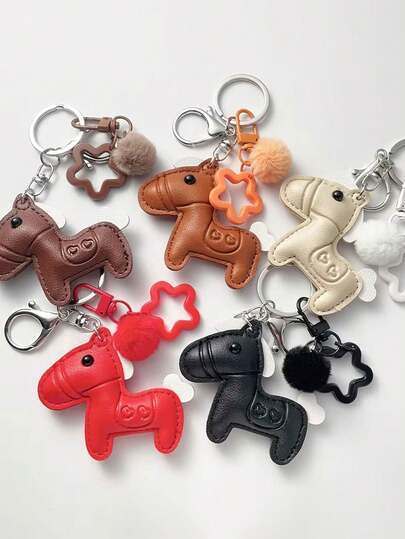 1pc Faux Leather Horse Keychain | Luxurious And Durable, Available In Multiple Colors, Ideal For Valentine'S Day And Daily Wear, Perfect For Horse Year Decoration