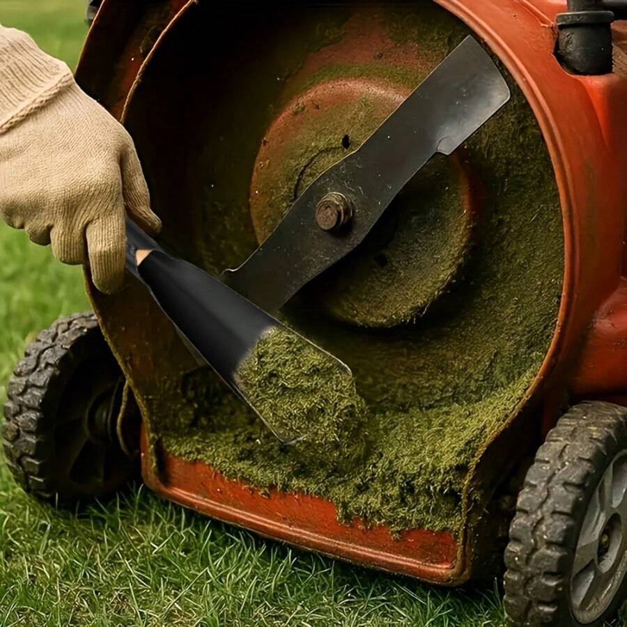 2pcs Heavy Duty Metal Lawn Mower Blade, Scraper And Cleaning Brush Set With Ergonomic Handle And Durable Bristles - Upgraded Mower Deck Maintenance, Removes Grass Clippings, Suitable For Gas Lawn Mowers (Professional And DIY Use) - A - View 1