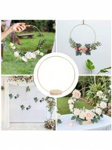 20pcs Metal Floral Hoop Decor With Stands, Large Metal Rings Suitable For Crafts Making, Including Metal Iron Rings, Round Display Stands, Square Display Stands And Woven Gold Rings, Applicable For DIY Wedding Decorations Like Dream Catchers. Metal Floral Hoop Decor, Metal Floral Rings, Suitable For Making Wedding Table Wreaths And Hanging Wall Crafts. - Round Iron Ring Ornament - View 7
