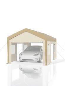 Cubierta de repuesto para cochera de 3 x 6 metros, impermeable, resistente a los rayos UV y al viento, de tela de polietileno de 220 g, amarilla (solo cubierta, marco no incluido). - amarillo - Ver 2