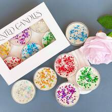 1 Set, New Sparkling Sequin Scented Candle, Unique Fragrance, Creates A Romantic And Cozy Ambiance, Enhances Spatial Aesthetics, Shimmering Visual, Suitable For Romantic Dates/Weddings/Thanksgiving/Mother's Day/Birthday Gifts/Housewarming/Easter/Valentine's Day/Parties/Souvenirs - 6Pcs - View 2