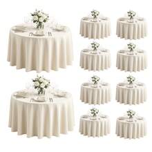 10 Pack Round Premium Tablecloth, Wrinkle Round Table Clothes, Washable Polyester Table Clothes Cover For Kitchen Dining, Wedding Birthday Party, Buffet Restaurant, Banquet - Ivory - View 6