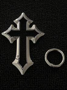 Colgante de llavero con cruz de Jesús de acero inoxidable - Amuleto para coche/bolso lleno de fe, regalo cristiano elegante, adecuado para la escuela, la iglesia y el uso diario, llavero duradero con símbolo religioso, accesorio unisex portátil que se puede colgar en la mochila, la billetera, el bolsillo y el espejo retrovisor del coche - Multicolor - Ver 19