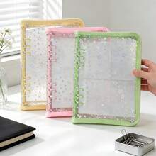 1pc A5 Laser Star Shaped Zipper Binder, PVC Material, Can Be Used As File Folder, Stamp Book, Sticker Book, Pencil Case, Also Can Be Used As Photo Album, Savings Plan Book, Diary, File Organizer, Budget Binder, Planner Insert - Multicolor - View 4