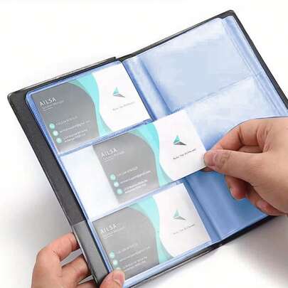 120/180/240/300 Capacity Business Card Holder Organizer, Unisex Portable Business Card Case, Professional Card Binder, Black