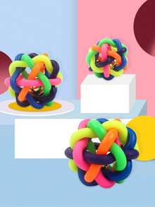 1个PVC材质彩色铃铛玩具球，适合猫狗等宠物的互动玩具 - 彩色 - 查看 3