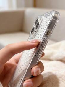 1pc Creative Black Dot Transparent Anti-Drop High Screen Design Phone Case Compatible With Apple 17 Pro Max/ 9 Pro XL/ Smart 8/ Hot 40i/Spark 20/Spark 20C/Spark Go 2024/ Moto G84/Honor X9b/ Ace 3V/Galaxy S25 S24Ultra S24Plus S24FE S23 S22 S21 S20 A73 A72 A70 A55 A54 A53 A52 A50 A30 A42 A35 A34 A33 A25 A24 A20 A30 A15 - Clear - View 3