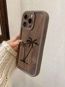 Resort Style Coconut Tree Painted Recessed Brown Thickened Precision Hole Minimalist Anti-Drop Thick Phone Protective Case, Suitable For IPhone 17/17 Pro Max, 16/16 Pro/16 Pro Max, 16 Plus, 15 XR/7/8, 15 Pro Max, 12 Pro Max, 13 Pro Max, 14 Pro Max, 13, 14, 11, 12, 14 Plus, - Multicolor - View 4