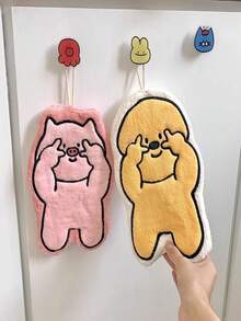 1条/小狗/小猪/大象图案挂式手帕，可爱超强吸水加厚，可用于厨房/卫生巾/客厅。 - 彩色 - 查看 3