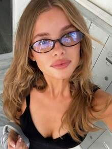 一副女士时尚椭圆形眼镜 - 复古透明设计，完美展现学院风范，视野清晰 - 豹紋 - 查看 4