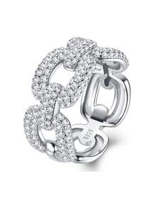 1pc Charming Women's 925 Sterling Silver Moissanite Ring, Suitable For Wedding, Proposal, Anniversary Celebration And Valentine's Day Gift - Silver - View 9