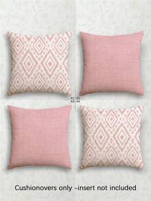 4件套现代几何图案抱枕套，装饰性几何线条抱枕套，复古亚麻材质，隐形拉链，可水洗，简约时尚线条设计，适用于家居装饰、沙发、客厅、卧室、汽车、户外等场所，不含枕芯 - 柔霧粉 - 查看 14