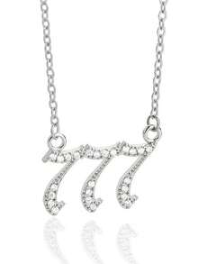 1 件时尚欧美风格方晶锆石天使数字 111-999 吊坠项链，独特设计宣言女士项链 - 銀色 - 查看 20