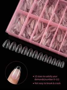 240 piezas de pegatinas de uñas acrílicas en forma de almendra mate, pegatinas de gel de cobertura completa, uñas postizas cuadradas de gel transparente, adecuadas para extensión de uñas y manicura DIY en casa - transparente - Ver 2