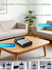 4-Slot Smart USB Charger, Charges AA/AAA Batteries, High-Current Fast Charging, Green LED Full Charge Indicator, Overcharge Protection, Working Voltage ≤36V, USB Powered (Batteries Not Included) - View 8