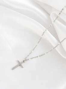 1件金色十字架吊坠项链，不锈钢珐琅珠链项链，女士珠宝礼物 - 項鍊 - 查看 3