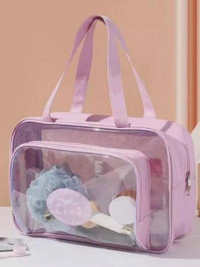 Bolsa de Natação Impermeável Transparente em PVC - Bolsa de Mão e Ombro para Viagem, Praia e Atividades ao Ar Livre