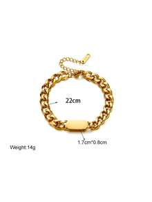 RAYQUEEN 2入組不褪色不鏽鋼厚鏈項鍊和手鍊，女性嘻哈時尚派對珠寶套裝，適合日常佩戴 - 金黃色 - 查看 8