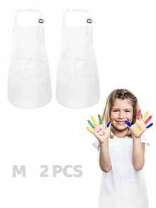 2pcs Adjustable Children's Art Apron, Boys & Girls Cooking Apron With Pockets, Suitable For Kitchen, Lab Activities, Painting And Baking Crafts - Multicolor - View 34