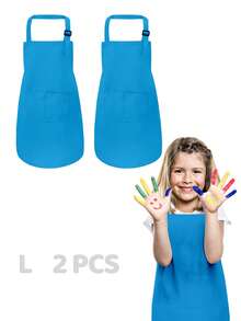 2pcs Adjustable Children's Art Apron, Boys & Girls Cooking Apron With Pockets, Suitable For Kitchen, Lab Activities, Painting And Baking Crafts - Multicolor - View 24