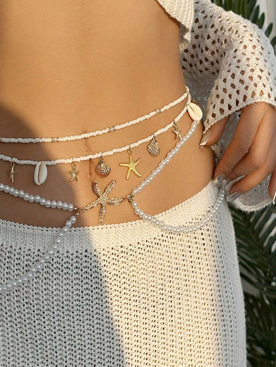 Beach Vacation Style Imitation Zhenhai Star Scallop Mother-Of-Pearl Chain Belt - Waist Chain - View 1